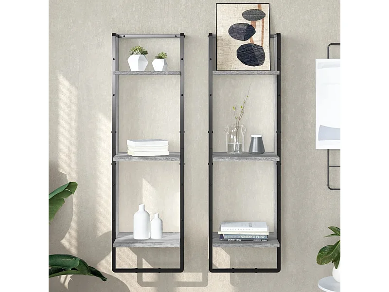 Étagère murale 3 niveaux sonoma gris 30x25x100 cm