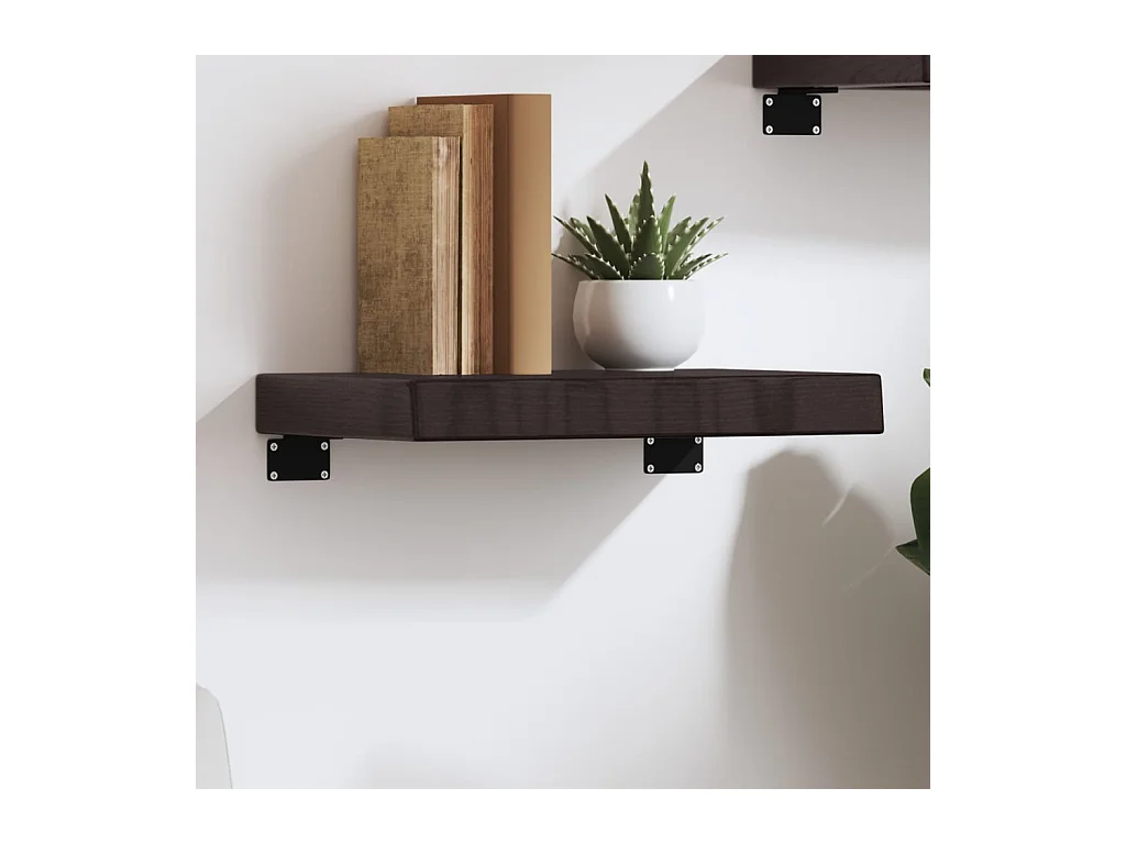 Mensola da parete marrone scuro in legno massello di rovere trattato