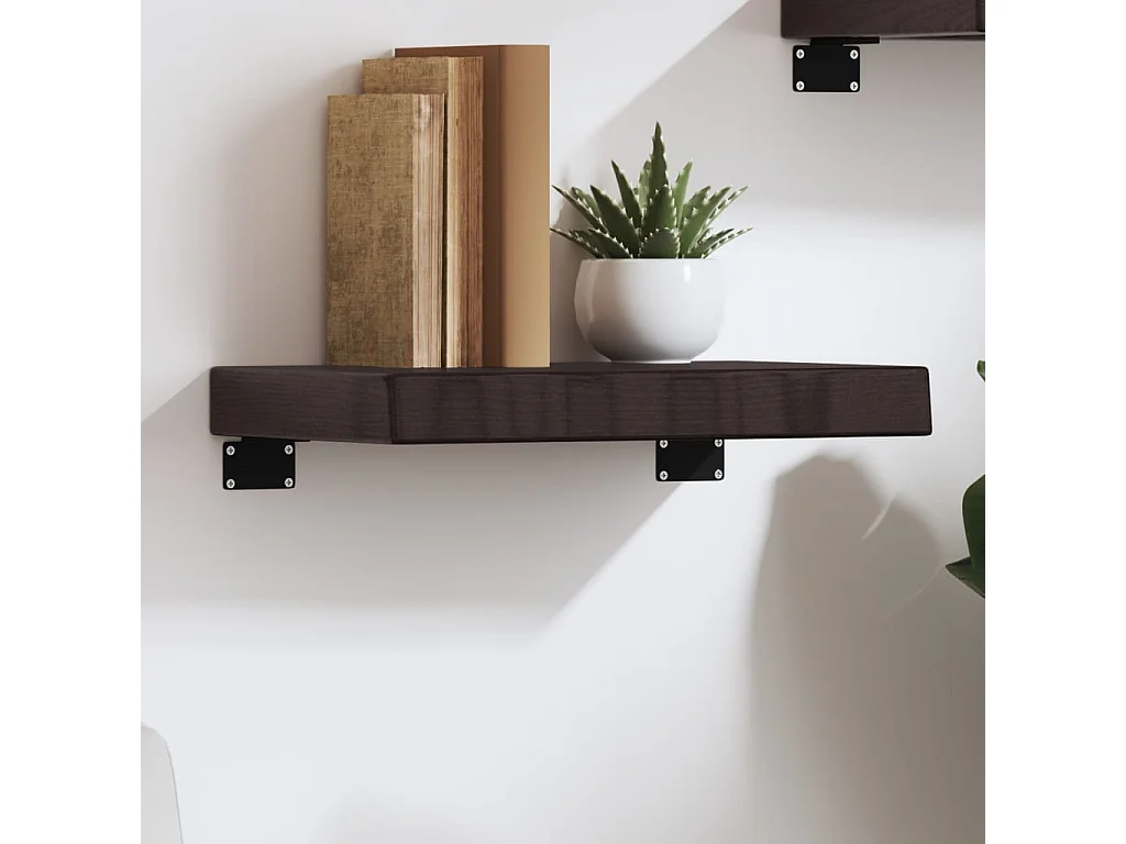 Estante de pared marrón oscuro fabricado en madera maciza de roble tratada