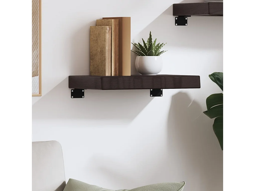 Estante de pared marrón oscuro fabricado en madera maciza de roble tratada