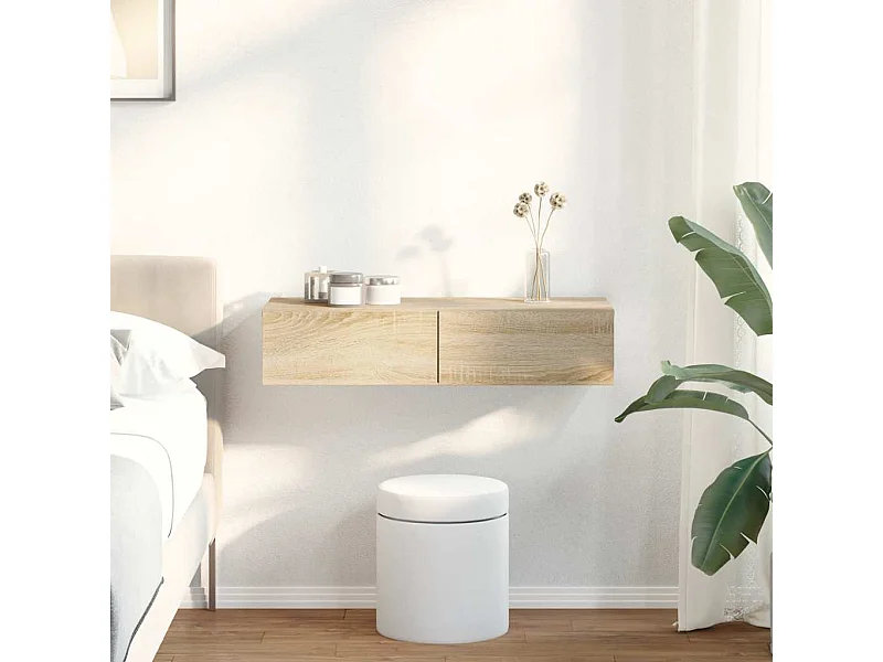 Étagère murale avec tiroirs chêne sonoma bois d'ingénierie