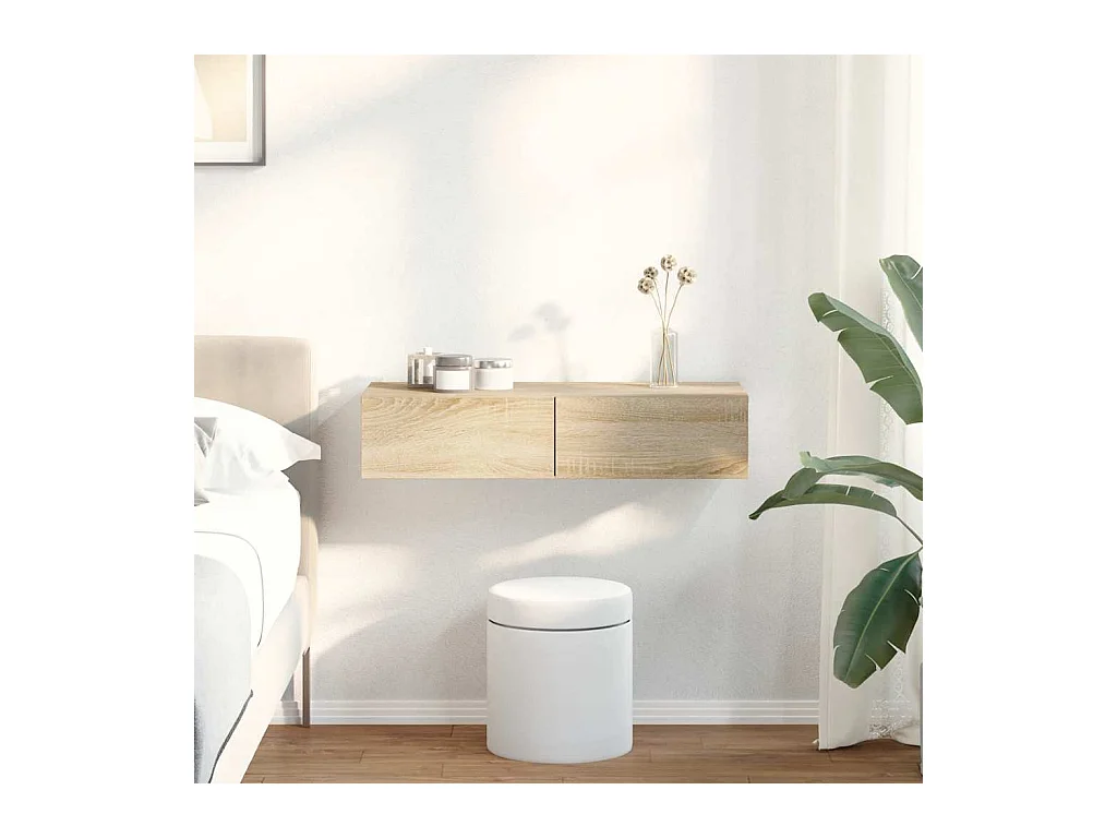 Étagère murale avec tiroirs chêne sonoma bois d'ingénierie