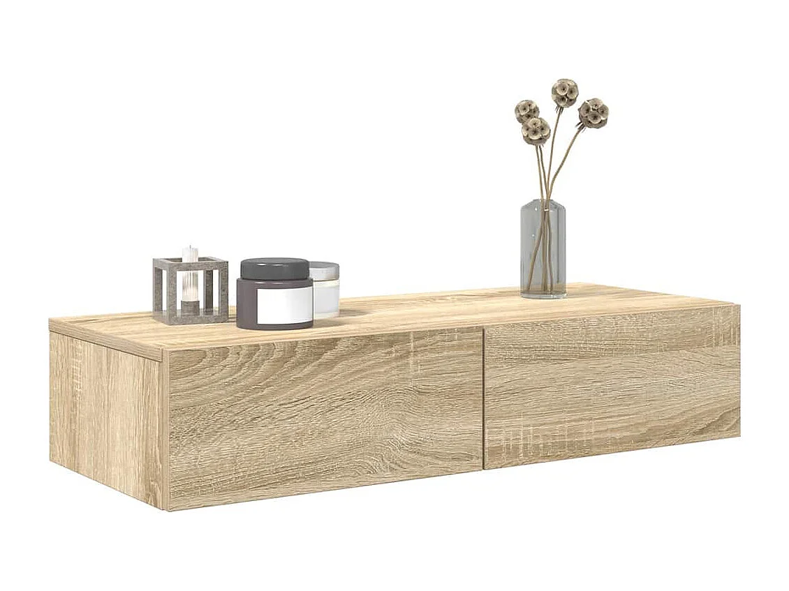 Étagère murale avec tiroirs chêne sonoma bois d'ingénierie