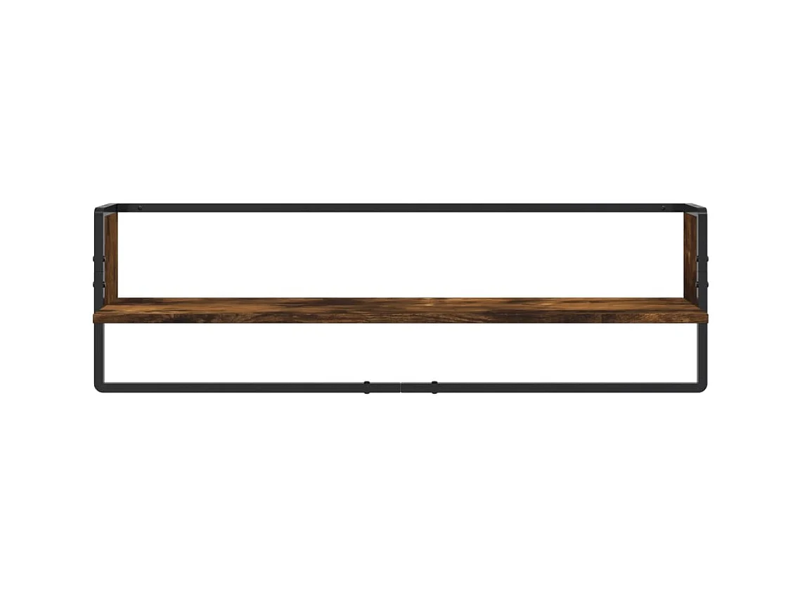 Set di 6 mensole da parete con barre, rovere affumicato
