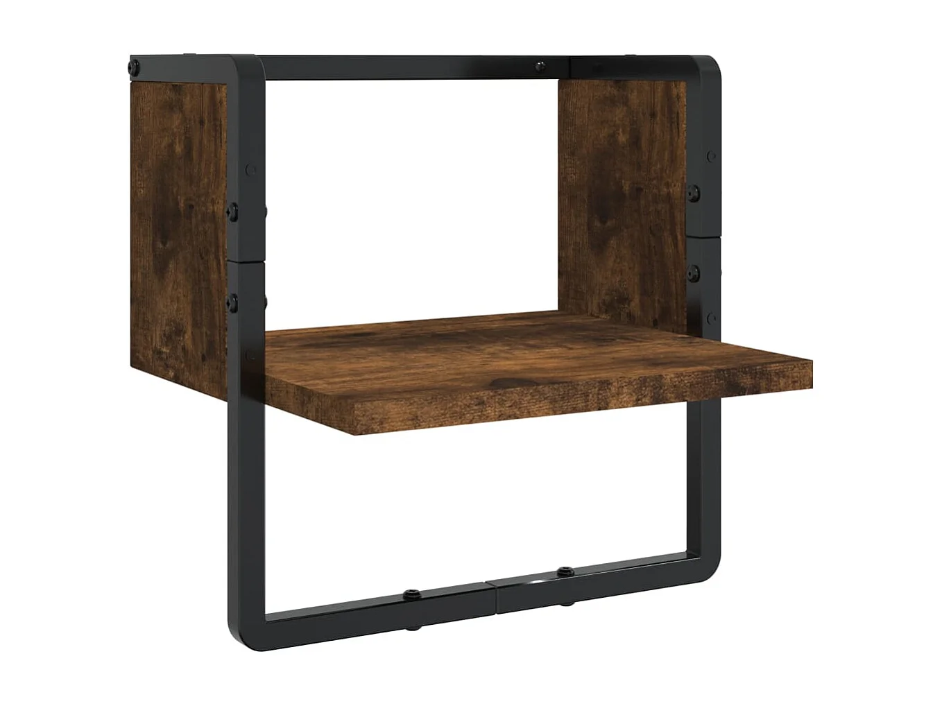 Set di 6 mensole da parete con barre, rovere affumicato