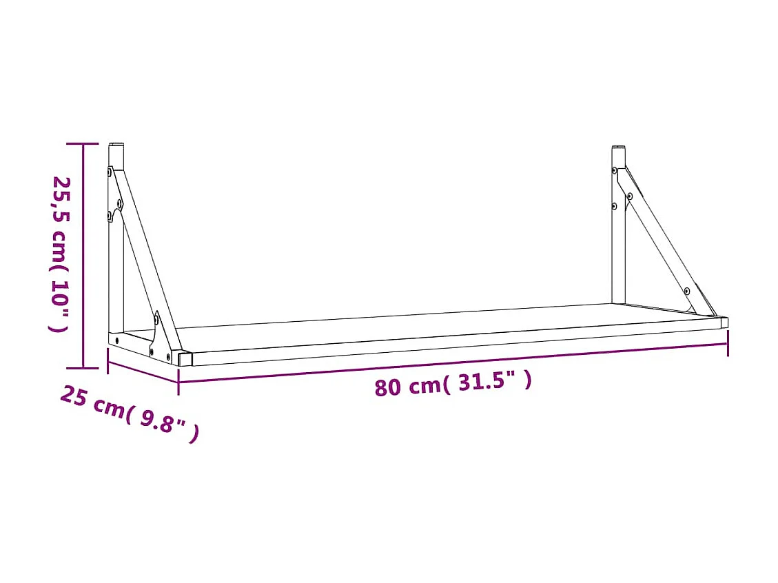 Estantes de pared 2 piezas roble ahumado 80x25x25,5cm madera de ingeniería