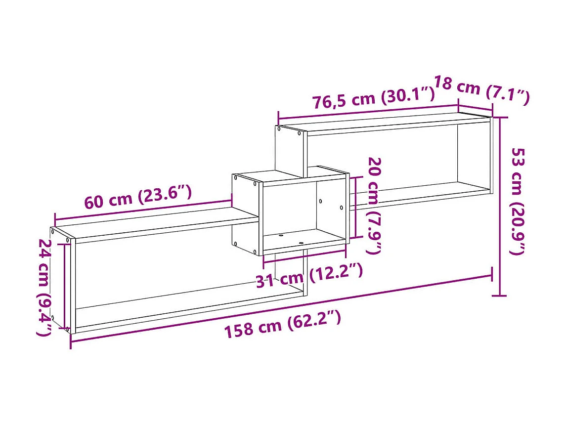 Armario de pared 158x18x53 cm madera de ingeniería gris sonoma