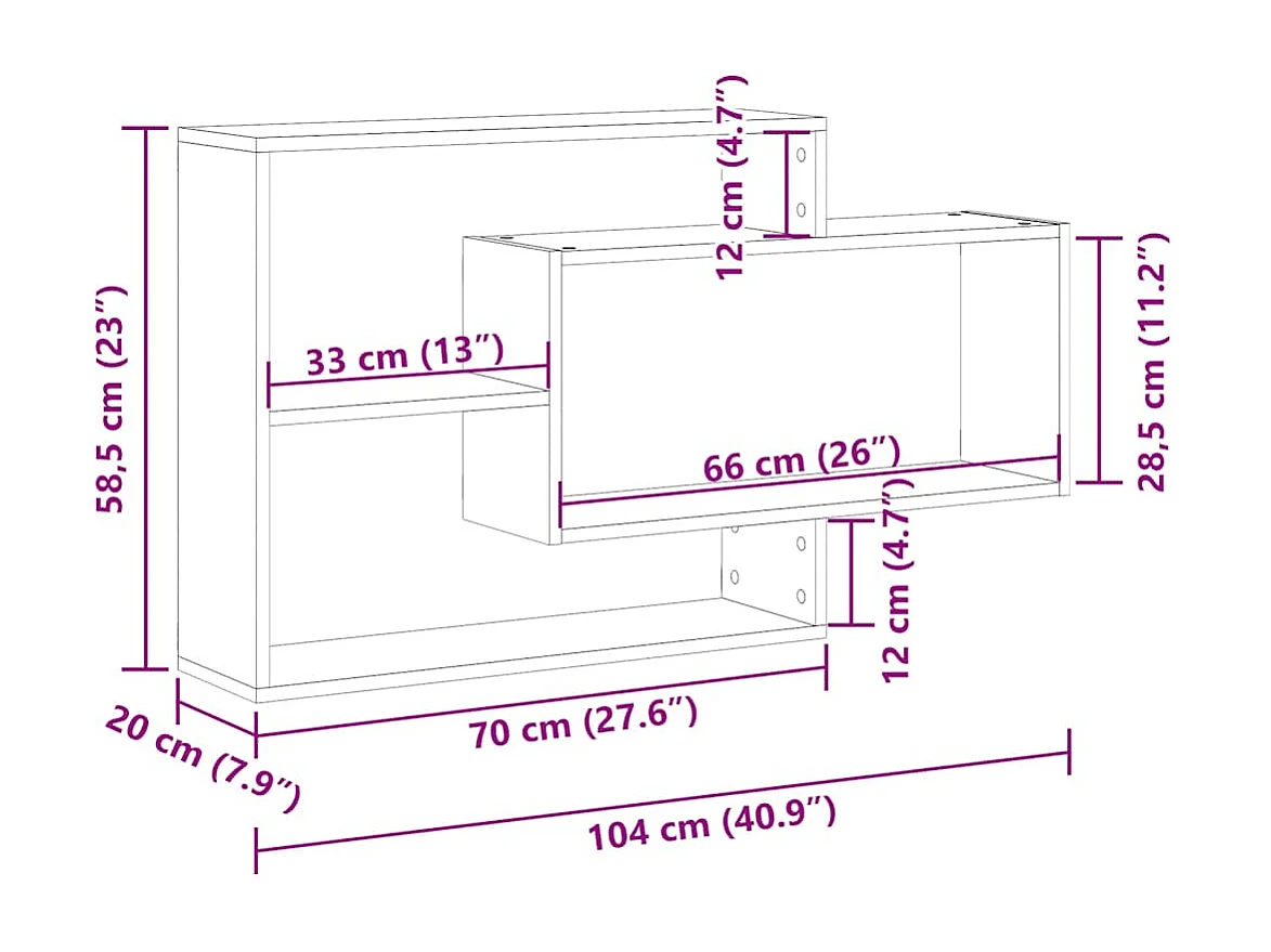 Étagère murale vieux bois 104x20x58,5 cm bois d'ingénierie