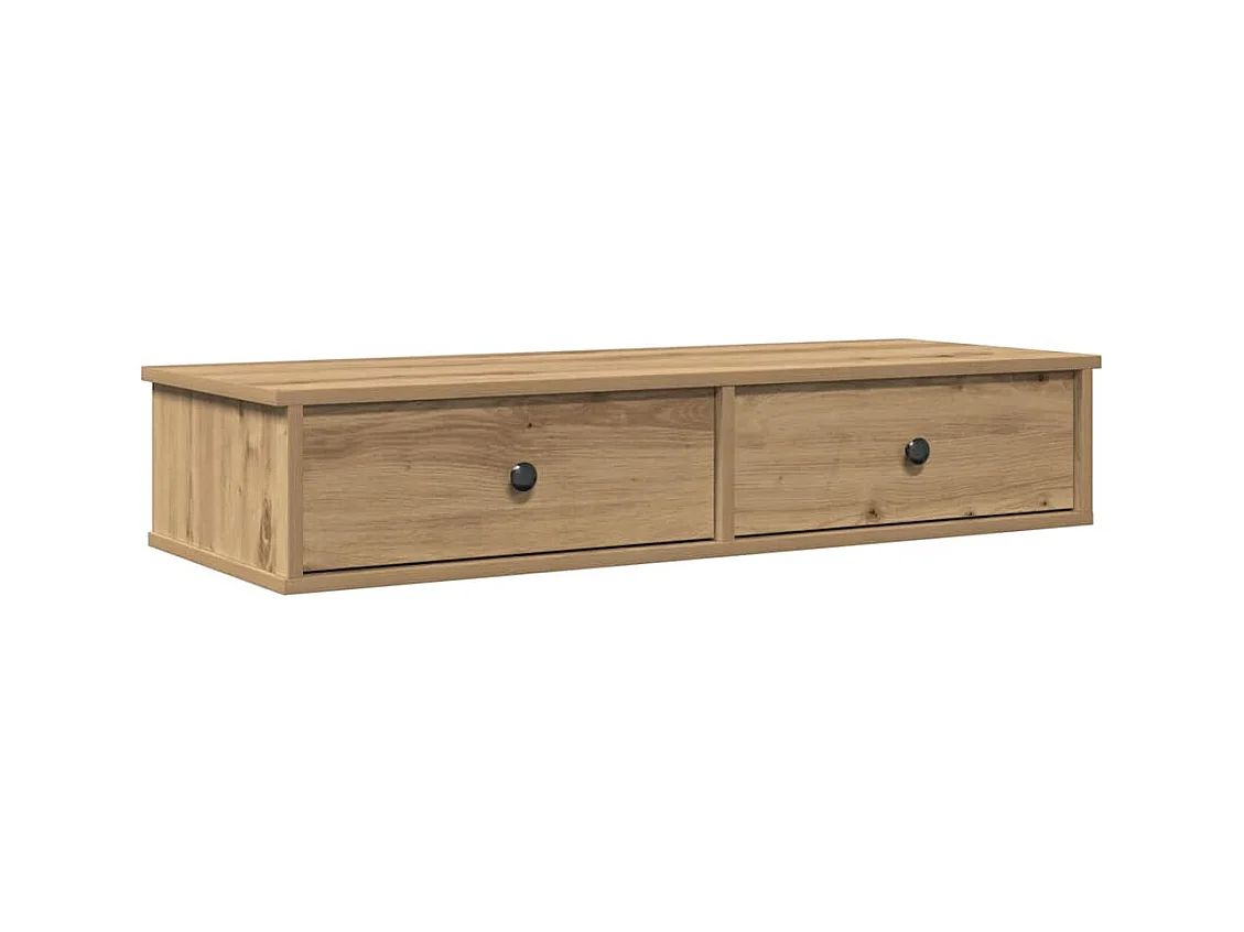 Mensola da parete con cassetti, rovere lavorato a mano, legno ingegnerizzato