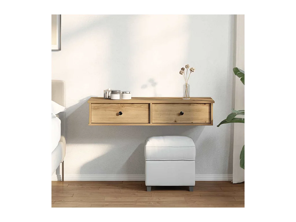 Mensola da parete con cassetti, rovere lavorato a mano, legno ingegnerizzato