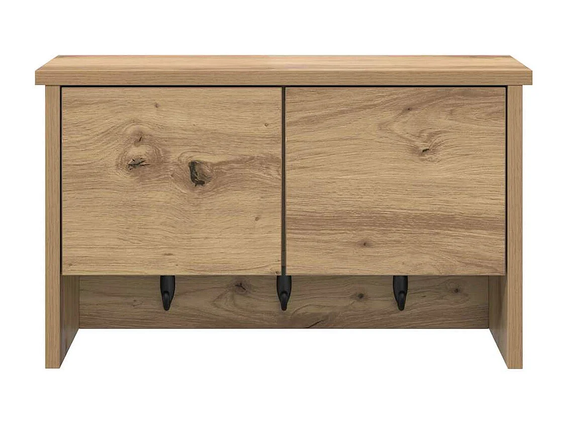 Appendiabiti da parete con anta, rovere lavorato a mano, 50 x 20 x 30 cm