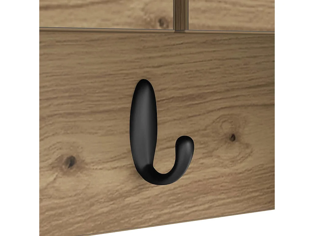 Appendiabiti da parete con anta, rovere lavorato a mano, 50 x 20 x 30 cm