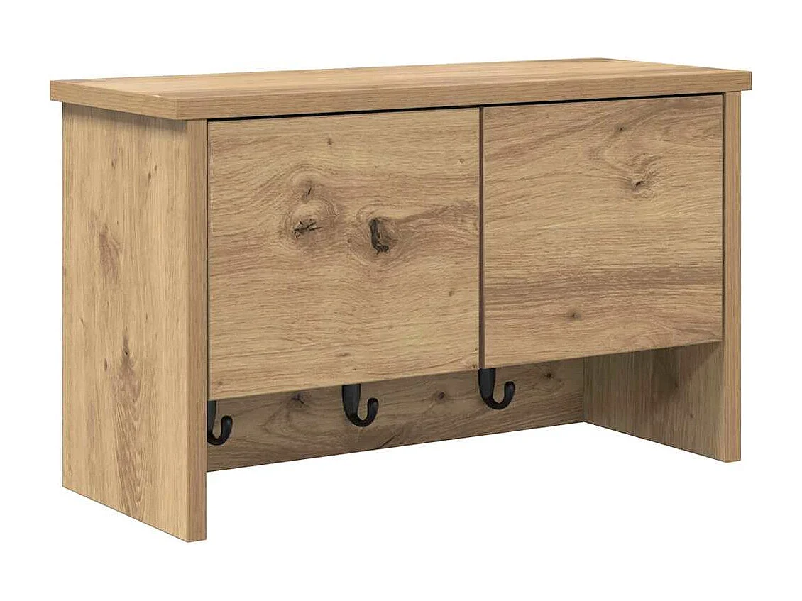 Appendiabiti da parete con anta, rovere lavorato a mano, 50 x 20 x 30 cm