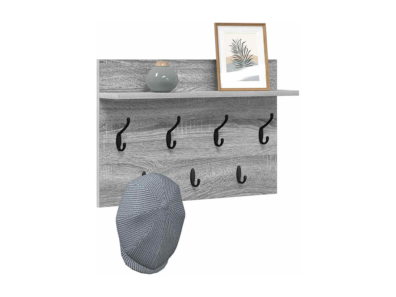 Appendiabiti da parete Sonoma con ripiano, grigio, 60 x 40 x 12 cm