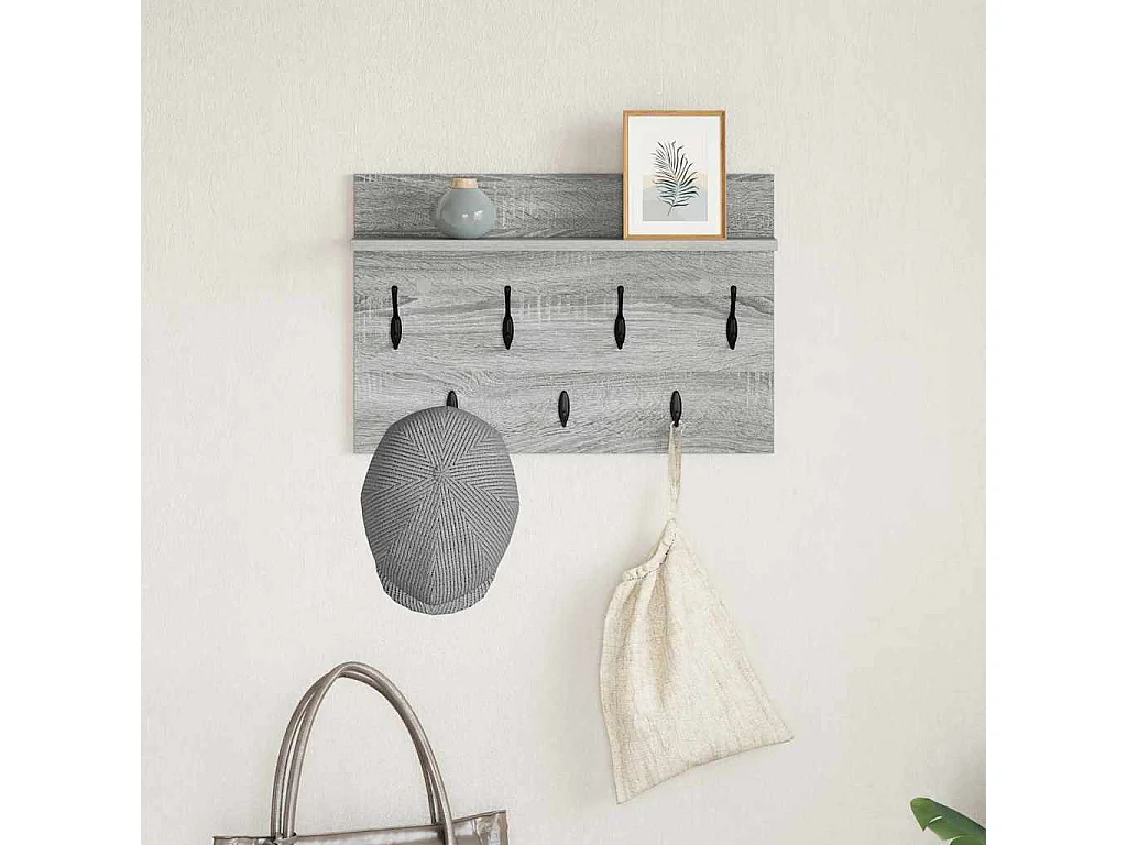 Appendiabiti da parete Sonoma con ripiano, grigio, 60 x 40 x 12 cm