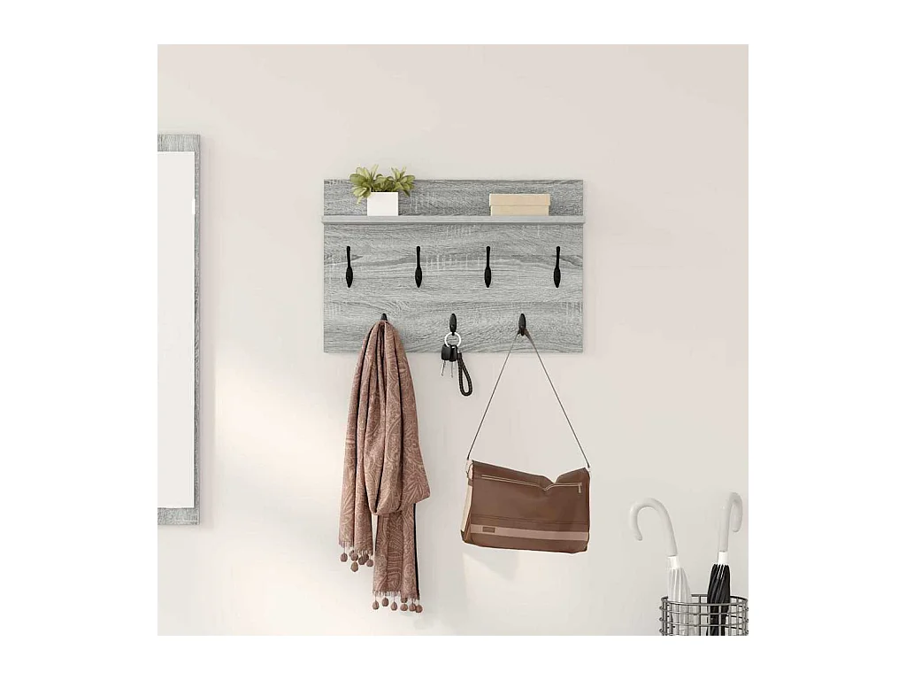 Porte-manteau mural avec étagère Sonoma gris 60 x 40 x 12 cm