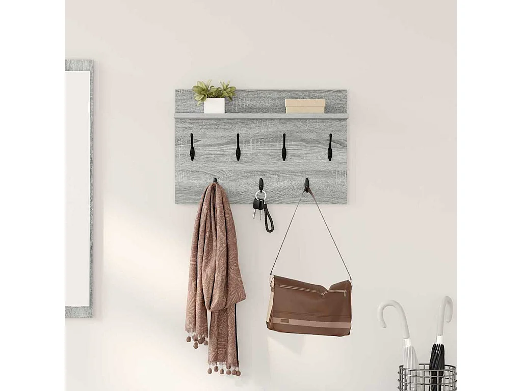 Porte-manteau mural avec étagère Sonoma gris 60 x 40 x 12 cm