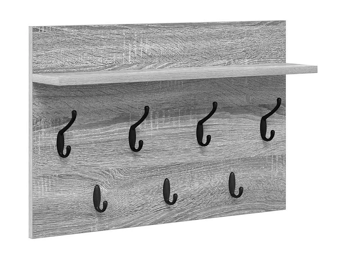 Porte-manteau mural avec étagère Sonoma gris 60 x 40 x 12 cm