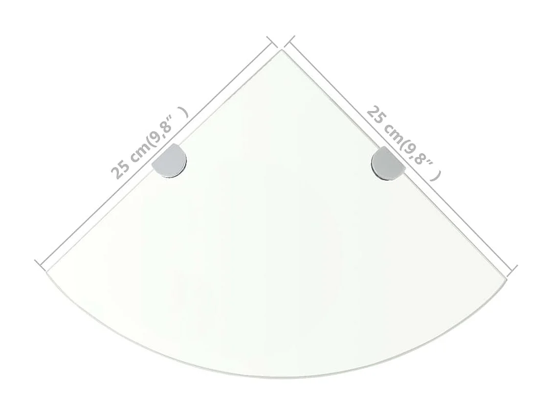 Étagère de coin + supports chromés Verre Transparent 25 x 25 cm