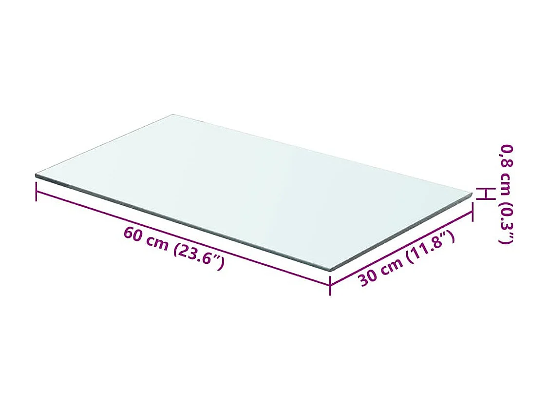Panneau pour étagère Verre transparent 60 x 30 cm