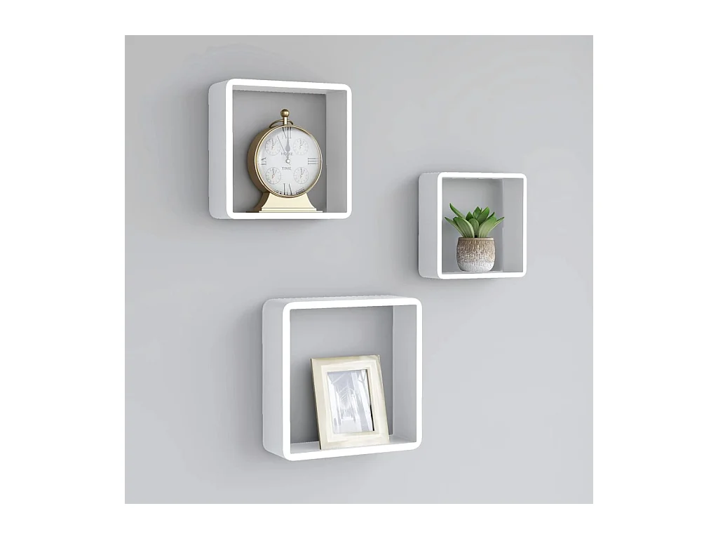 Kubus Wandplanken 3 stuks Wit MDF