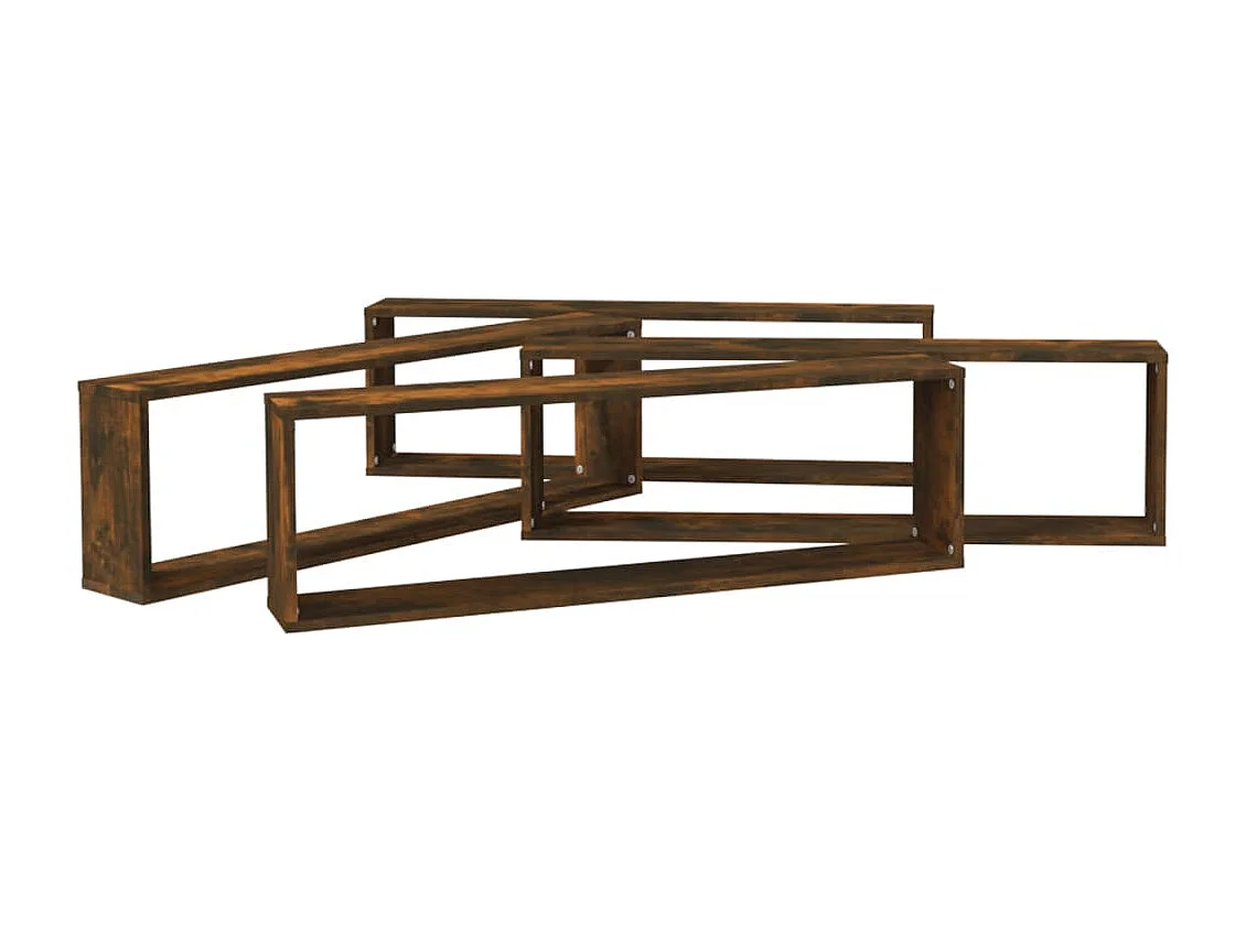 Étagères murales cubiques 4 pcs Chêne fumé 100x15x30 cm