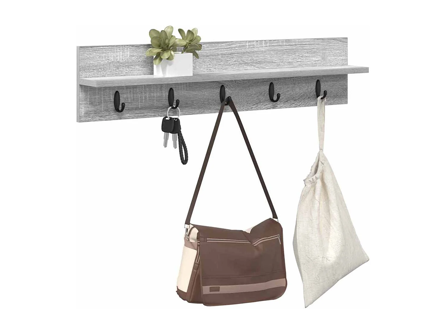 Appendiabiti da parete Sonoma con ripiano, grigio, 80 x 10,5 x 18 cm