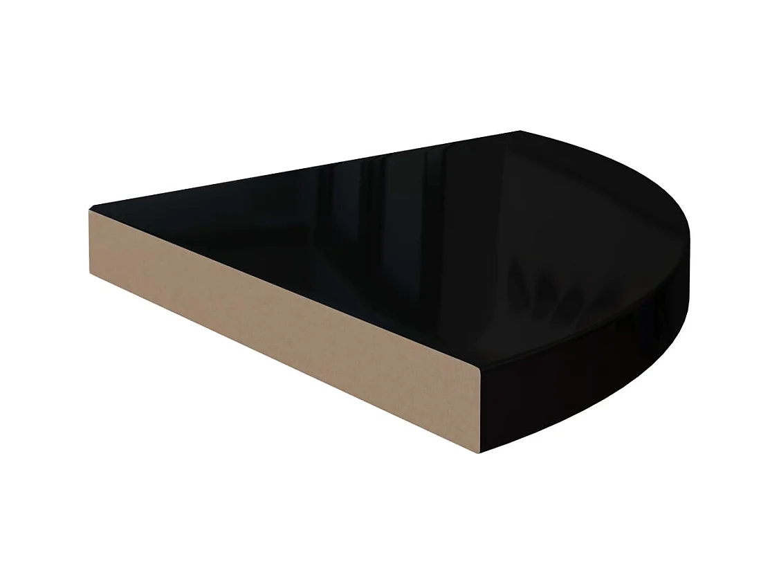Zwevende hoekplanken 4 stuks glanzend zwart 35x35x3,8cm MDF