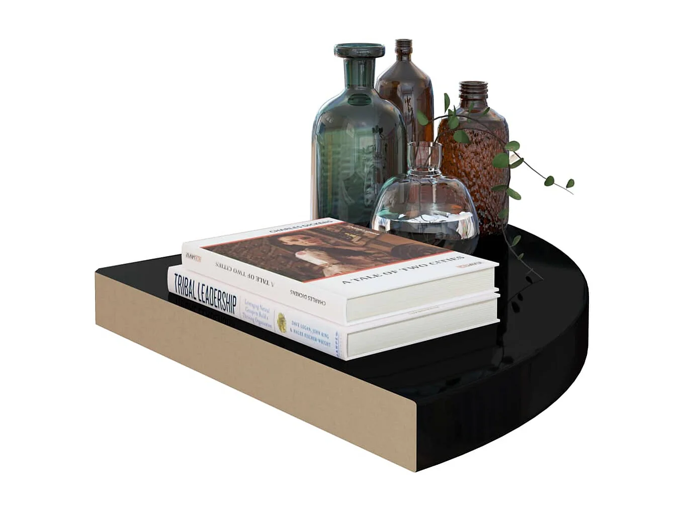 Zwevende hoekplanken 4 stuks glanzend zwart 35x35x3,8cm MDF