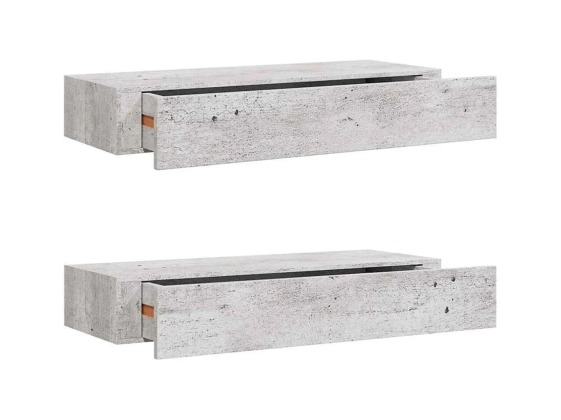 Estantes de pared para cajones 2 uds Gris hormigón 60x23,5x10 cm MDF