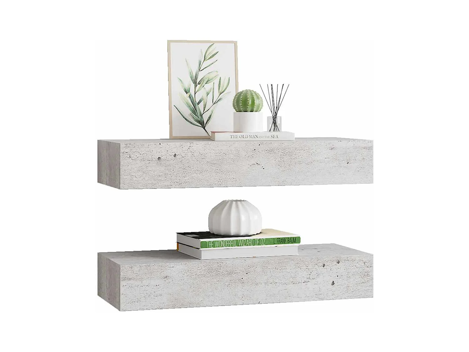 Estantes de pared para cajones 2 uds Gris hormigón 60x23,5x10 cm MDF