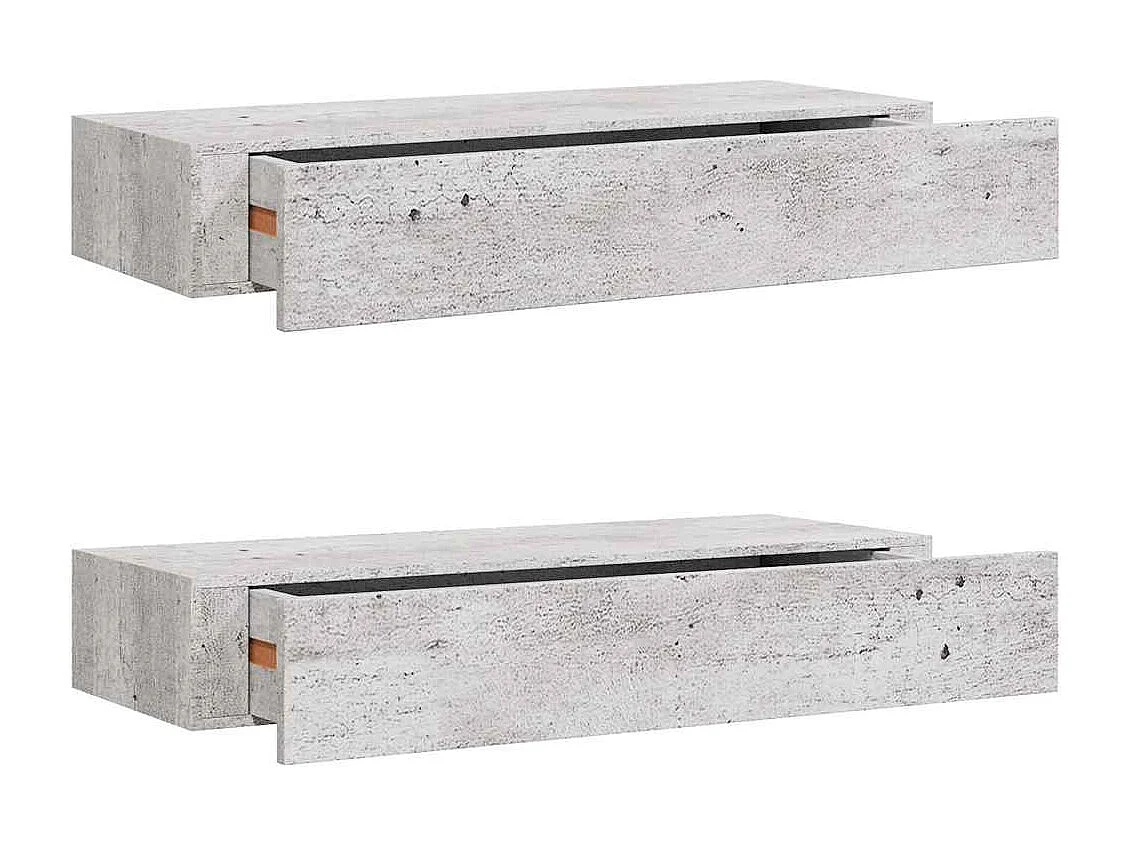 Étagères à tiroir murales 2 pcs Gris béton 60x23,5x10 cm MDF