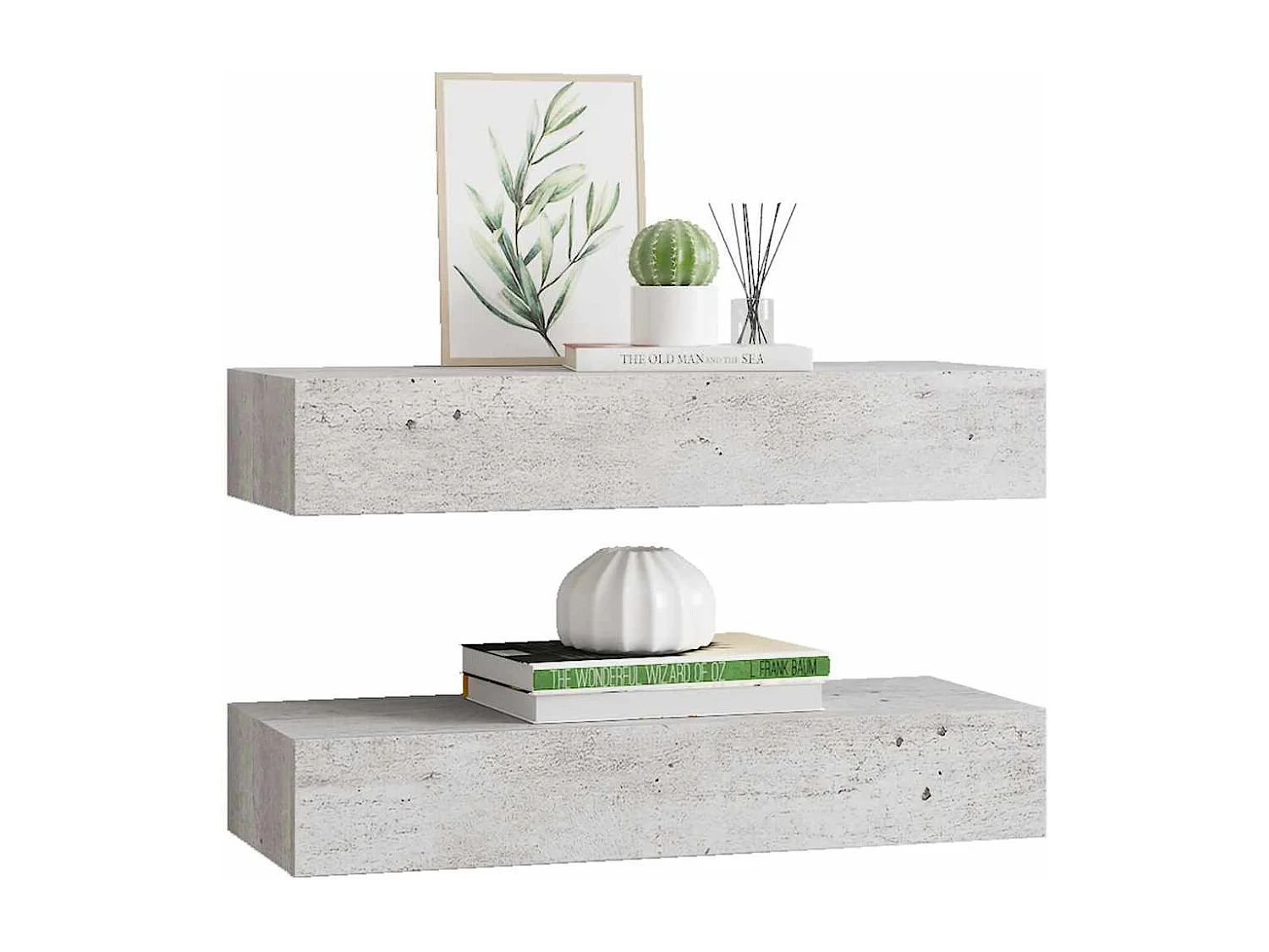 Étagères à tiroir murales 2 pcs Gris béton 60x23,5x10 cm MDF