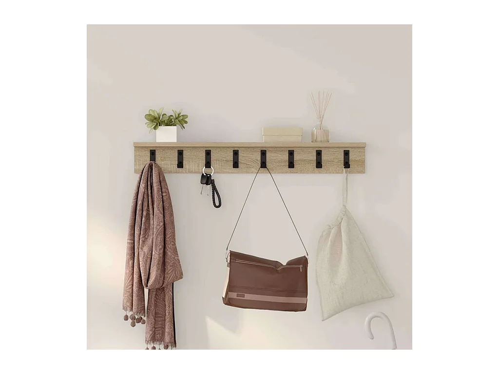Porte-manteau mural Chêne sonoma 80 x 10.5 x 10.5 cm