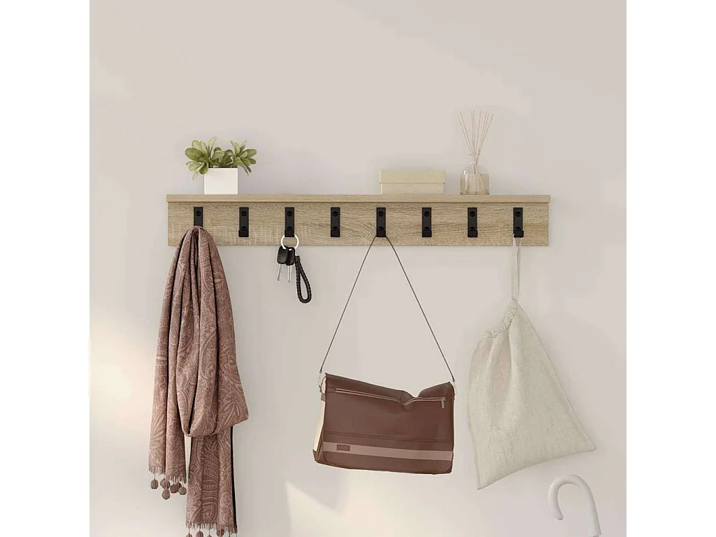 Porte-manteau mural Chêne sonoma 80 x 10.5 x 10.5 cm