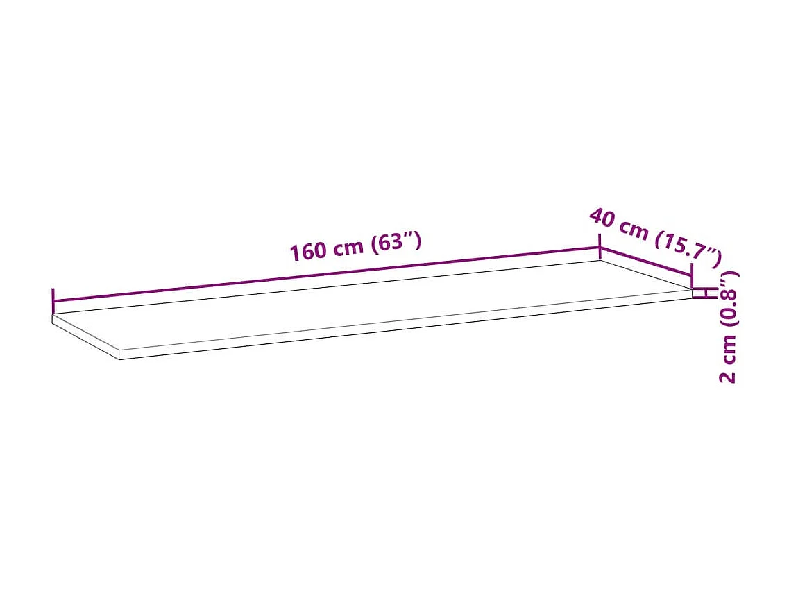 Zwevende plank 160x40x2 cm massief acacia olie afwerking
