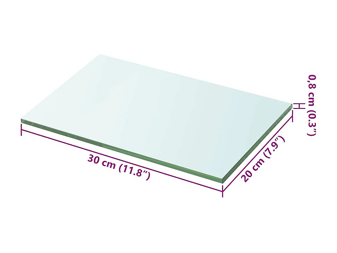 Panneaux d'étagère 2 pcs Verre Transparent 20 x 30 cm