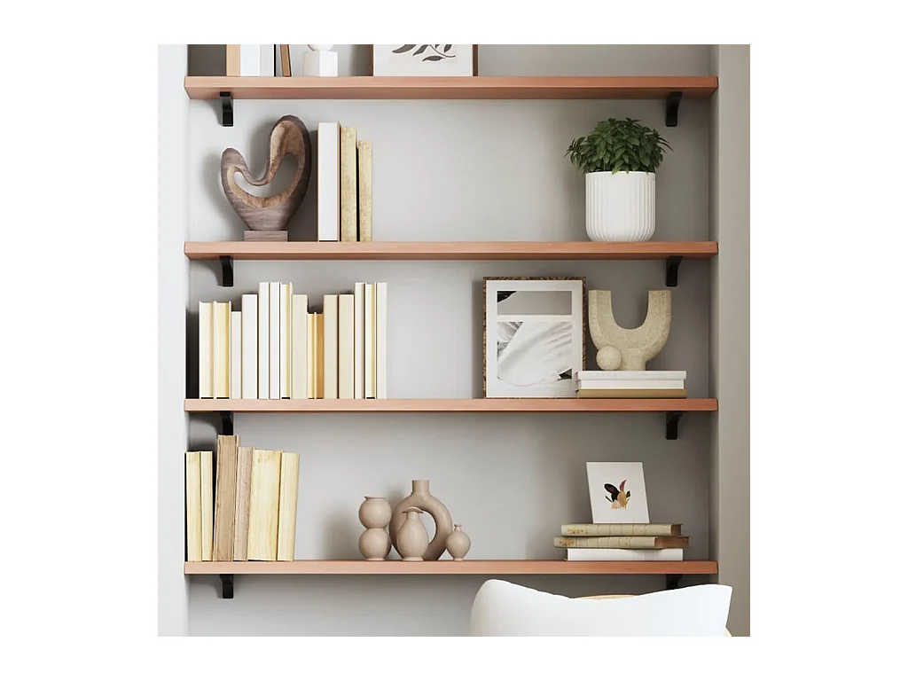 Lichtbruine wandplank 100x20x2cm massief behandeld eikenhout