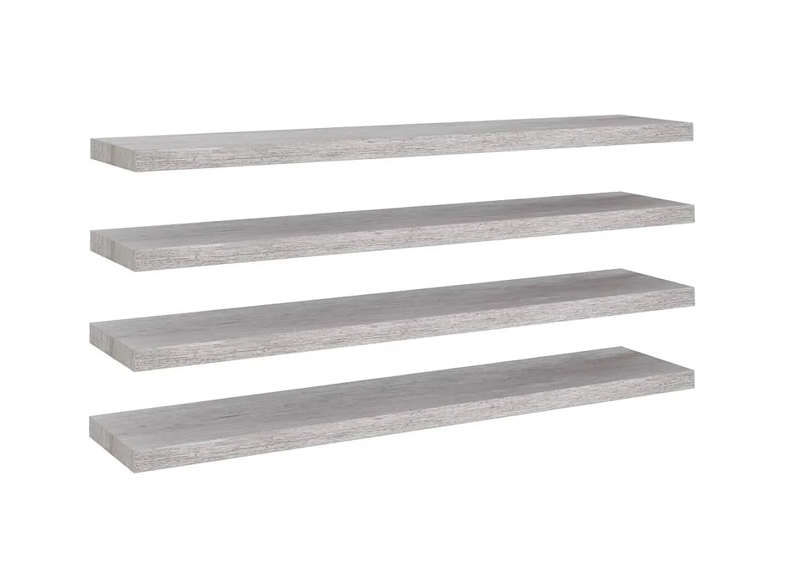 Estantes de pared flotantes 4 piezas gris hormigón 120x23,5x3,8cm MDF