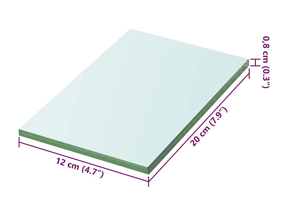 Panneaux d'étagère 2 pcs Verre Transparent 20 x 12 cm