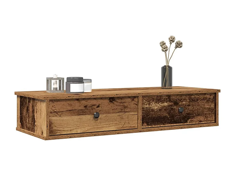 Mensola da parete con cassetti in legno vecchio, legno ingegnerizzato