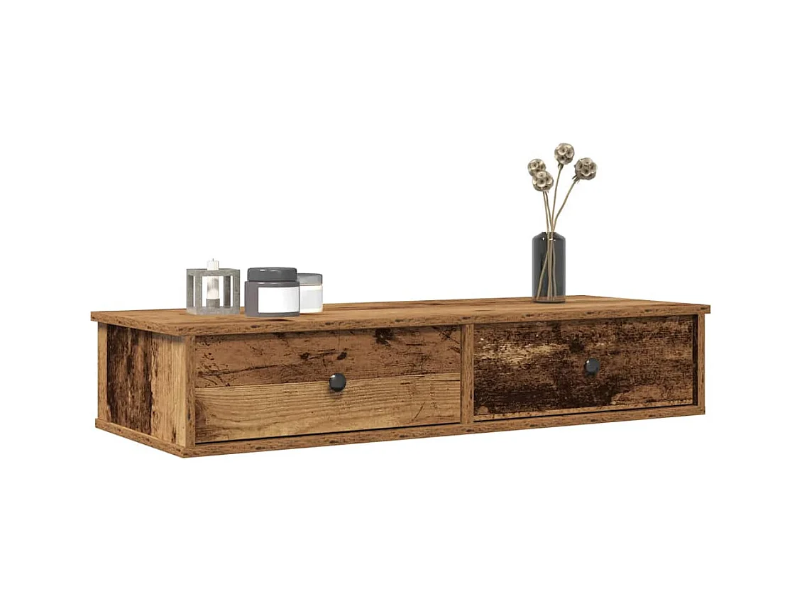 Mensola da parete con cassetti in legno vecchio, legno ingegnerizzato