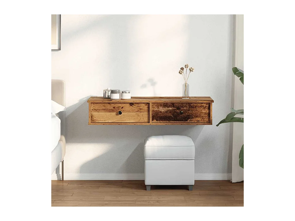 Mensola da parete con cassetti in legno vecchio, legno ingegnerizzato