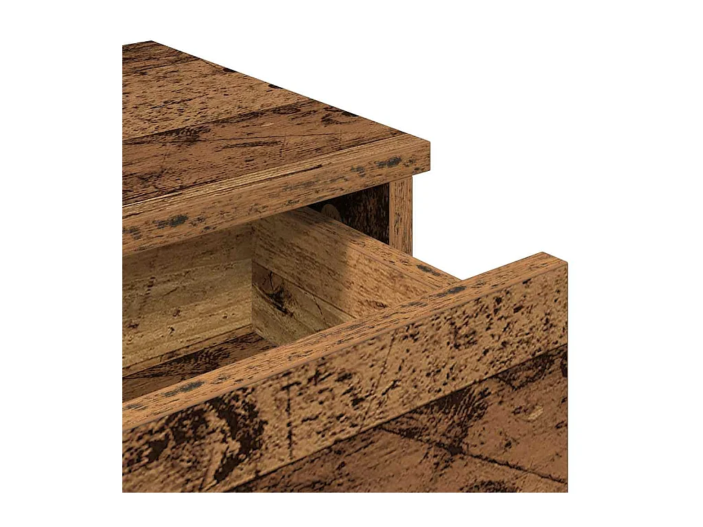 Mensola da parete con cassetti in legno vecchio, legno ingegnerizzato