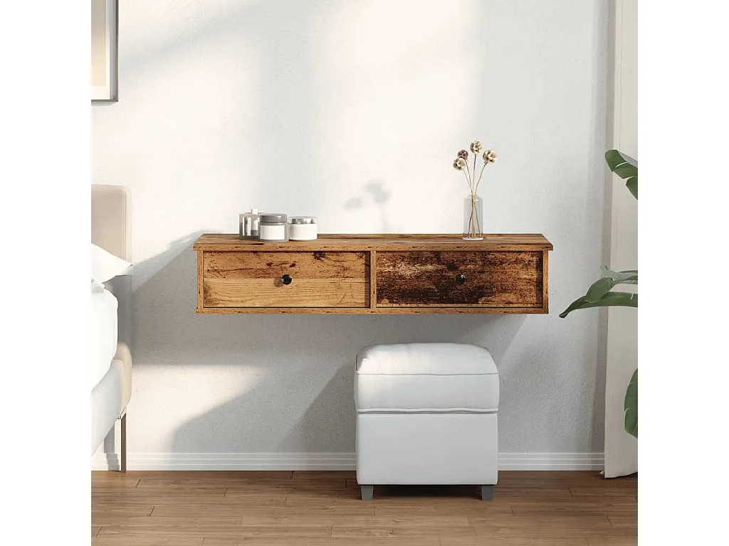 Estante de pared con cajones de madera vieja de ingeniería de madera