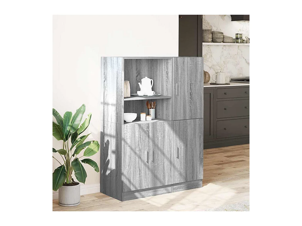 Set di mobili da cucina in legno ingegnerizzato grigio Sonoma, 2 pezzi