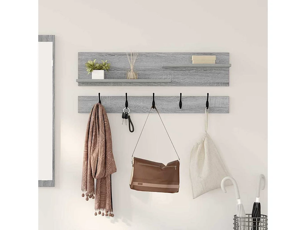 Sonoma wandkapstok met plank, grijs, 90 x 15 x 36 cm