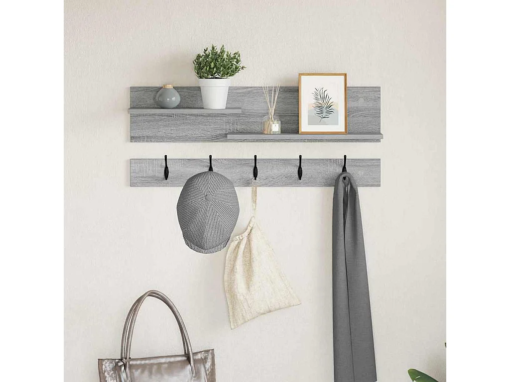 Appendiabiti da parete Sonoma con ripiano, grigio, 90 x 15 x 36 cm