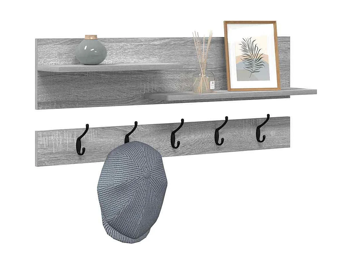 Appendiabiti da parete Sonoma con ripiano, grigio, 90 x 15 x 36 cm