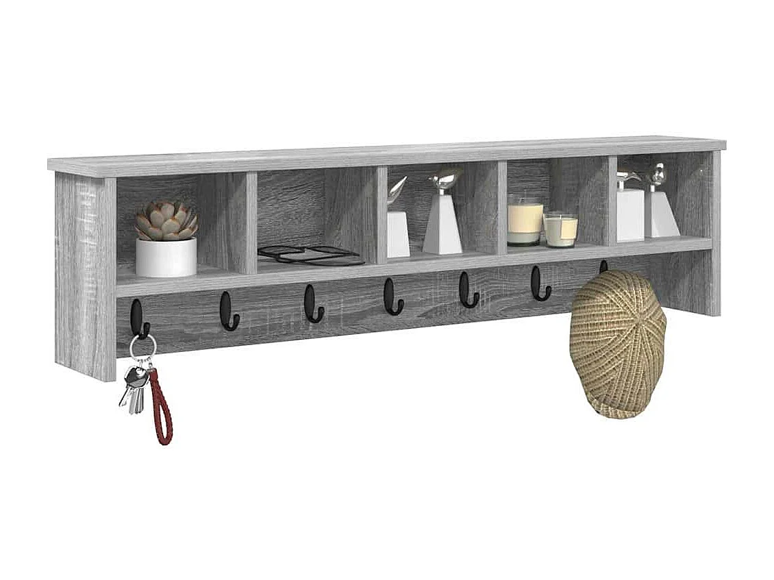 Perchero de pared con estante Sonoma, gris, 100 x 16 x 26 cm